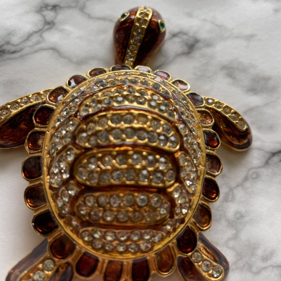 Large Beautiful Turtle Rhinestone Brooch. - Picture 4 of 11
